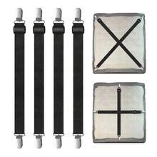 Correas para soporte de sábanas, sujetadores ajustables para sábanas, bandas elásticas para cama doble King (blanco, negro) - Negro - Ver 9