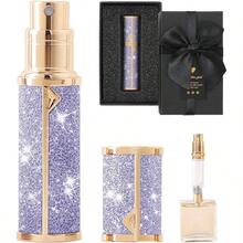 Travel Perfume Bottle Refillable, Perfume Atomizer Leak - Proof Portable 5ML Empty Atomizer Sprayer Bottle Traveling And Outgoing Pink - Leather Style, 5ML - 紫色+5ML - 查看 2