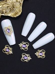 10 Pieces Of Nail Art LZ Internet Celebrity Nail Accessories With Three-Dimensional Antique Luxury Baroque Palace Style Hollow Heart DIY Nail Products