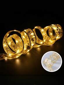 1 pièce Guirlande lumineuse décorative de Noël, bandes lumineuses décoratives pour sapin de Noël dorées/argentées, alimentées par batterie, convient pour les décorations de Noël et d'hiver. Guirlandes lumineuses de sapin de Noël, liens de boîte-cadeau, accessoires photo, lumières d'ambiance pour fête de Noël et cadeaux de Noël raffinés.