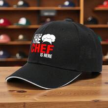 1pc Chef Hat With "Keep Calm The Chef Is Here" Print - Baseball Cap, Lightweight Polyester Golf/Fishing/Bird Watching Hat For Cooking, Chef Gifts - Unisex Outdoor Hat For Men & Women (10 Colors Available) - Machine Washable All-Season Trucker-Like Design, Chef Accessories, Cooking Accessory - màu đen - Xem 2