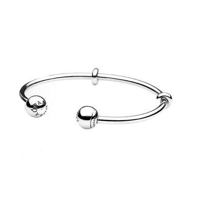  Pulsera de plata PANDORA con anillo abierto, pulsera DIY de plata 925, pulsera básica para pareja, pulsera de plata 925, regalo para novia, regalo de cumpleaños, regalo de Navidad, regalo del Día de la Madre, regalo de regreso a clases.