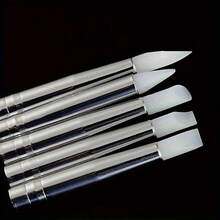 5pcs Silicone Brush Set, Plastic Handle, Suitable For Watercolor, Oil Painting, Polymer Clay Sculpting, Nail Art Brushes, Art Tools - Ideal Christmas & Halloween Gift