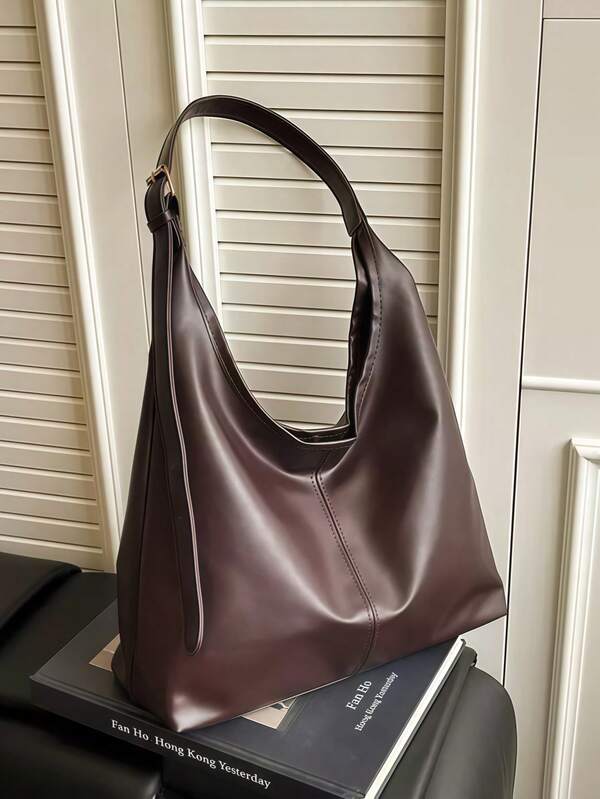 حقيبة كتف بسيطة وأنيقة سعة كبيرة، قطعة واحدة من حقيبة كتف نسائية من جلد البولي يوريثان أحادية اللون، مناسبة للعمل والأنشطة اليومية، مقاومة للماء، مناسبة للفتيات والطالبات والموظفات والسيدات، مناسبة للعمل والسفر والتنقل والأنشطة الخارجية وحقائب الأمهات وحقائب الحمل