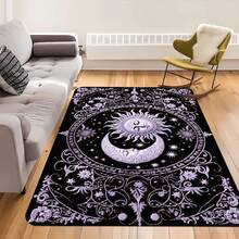 1PC 3.1'x2', 8.4'x6' Sun Moon Pattern Area Mat, Room Living Floor Mat, Office Mat, Suitable For Living Room Bedroom Bathroom Kitchen Home Decor Indoor Decor Room Supplies, Home Decor, Farmhouse Home Decor, Halloween Decorations - màu đen - Xem 6