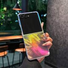 Farbenfroher Federn-Farbverlaufsmuster, glänzend und strahlend TPU + PC Schutzhülle, kompatibel mit Samsung Galaxy Z Flip7 Smartphone