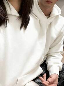 闺蜜/情侣必备，女士独特长袖连帽卫衣，双帽设计，宽松版型，长款，均码，适合秋冬季节，休闲/简约/Y2K/办公/可爱风格，日常、度假、上学、居家、街头皆宜。 - 白色 - 查看 8