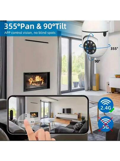 1/2/ 1080P HD Slimme WIFI Camera, Home Security Camera Monitor, 360° Panoramic View, Night Vision, Support PTZ Control Zoom, Two Way Audio, AI Motion Detection Alarm Wireless Indoor Outdoor view 9