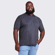 Men's Plus Size Cotton Polo Shirt - Dark Grey - View 1