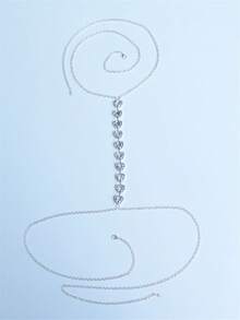 1pc Shiny Rhinestone Heart Shaped Body Chain, Perfect Nightclub Accessory, Beautiful And Sexy Women's Jewelry, For Rave - Silver - View 5