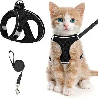 Escape-Proof Cat Harness & Leash Set: Reflective Soft Mesh Vest For  Outdoor Walks With Your Kitten