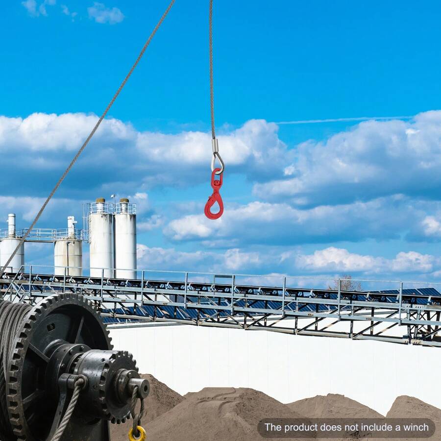 50ft Wire Rope, Stainless Steel Wire Rope Cable With Swivel Hook And Self Locking Hook For Winch Operations, Lifting, Rigging, Towing (Red) - Red - View 1