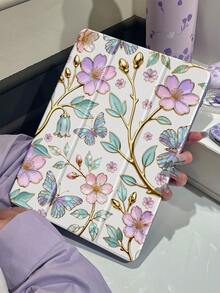 The Beautiful And Cute Cartoon Crystal Flower Butterfly Double-Sided Painted Acrylic Transparent Crystal Back Cover Is Shockproof And Suitable For IPad 7th Generation, 8th Generation (10.2 Inches), And 10th Generation. It Has A Built-In Pen Slot And Supports Sleep And Wake-Up Functions/Multiple Folding Stand Methods. These Are Halloween Gifts And New Year Gifts