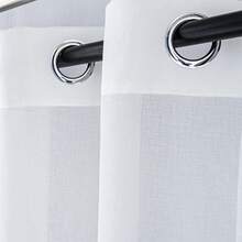 4 Panels Outdoor Sheer Semi-Transparent Curtains For Gazebos, Front Porches, And Pergolas Light-Filtering Privacy Curtains, White - trắng - Xem 5