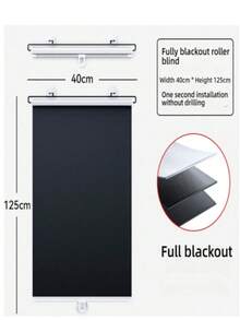 No-Drilling Blackout Blind Shade With 3 Suction Cups Black Retractable Roller Portable Window Cover Curtain For Home Office Car