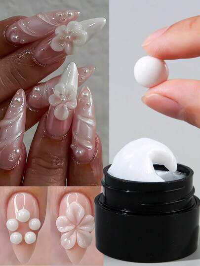 FULL BEAUTY 5毫升乳白色3D立体雕塑凝胶指甲油，不粘腻，持久耐用 - 固体雕塑凝胶，适用于DIY美甲、冬季美甲延长、花朵造型和美甲装饰