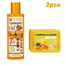 2 件姜黄护肤套装，姜黄精油 + 姜黄皂，姜黄精华 + 姜黄洗面奶，保湿，亮白，芳香且无刺激，适合所有肤质，日常护肤，完美礼物 - 黃色 - 查看 11