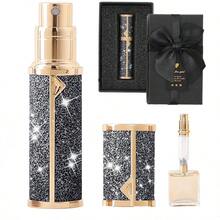 Travel Perfume Bottle Refillable, Perfume Atomizer Leak - Proof Portable 5ML Empty Atomizer Sprayer Bottle Traveling And Outgoing Pink - Leather Style, 5ML - 黑色+5ml - 查看 2