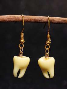 1 Pair Fashionable, Exquisite, Versatile, Unique, Creative, Niche, Gothic, Quirky Teeth Design Earrings For Women, Suitable For Daily Wear, Parties, Commute, Holidays, Vacations