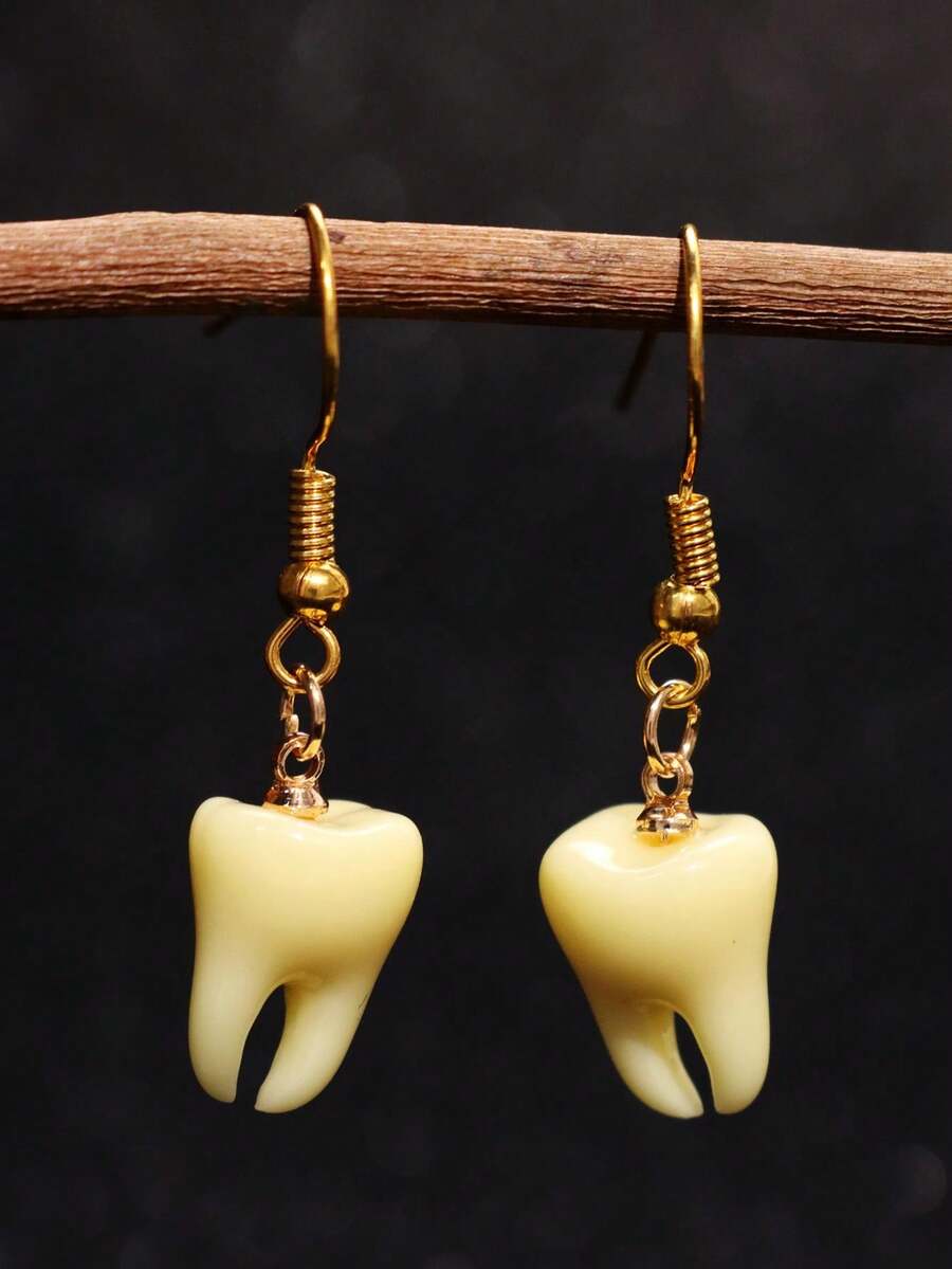 1 Pair Fashionable, Exquisite, Versatile, Unique, Creative, Niche, Gothic, Quirky Teeth Design Earrings For Women, Suitable For Daily Wear, Parties, Commute, Holidays, Vacations
