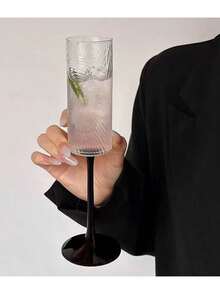 Straight Stem Cocktail Glass, Black Stem, Creative Atmosphere Wine Glass, Stylish Personalized Glass Cup, Juice Cup, Ins Style High-Quality Glass Cup, Fruit Tea Cup, Soda Beverage Bubble Water Cup, Cocktail Glass, Christmas Party Supplies, Family Dinner