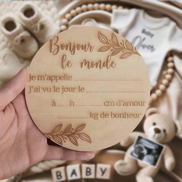 1 sztuka Drewniany znak powitalny dla noworodka z rzeźbionym wzorem "Witaj świecie" Baby Shower Naturalne drewno Odpowiedni dla nowych rodziców i nastolatków Prezent dla przyszłych matek Spersonalizowany prezent dla dziecka Narodziny dziecka Noworodek Prezent dla kobiety w ciąży Dziecko