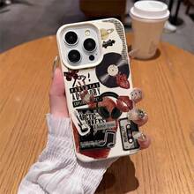 1pc Retro Vintage Red Lips & Butterfly Vinyl Record Collage TPU Phone Case Compatible With Iphone 17/17 Pro/17 Air/17 Pro Maung, Redmi Phones - White - View 4