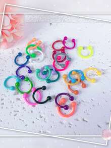 10 pezzi/set Anelli per il naso di colore casuale, Piercing per il naso, Anello per il naso a forma di C, Piercing per le sopracciglia, Cerchio per il cartilagine, Gioielli per piercing, Regalo per le donne