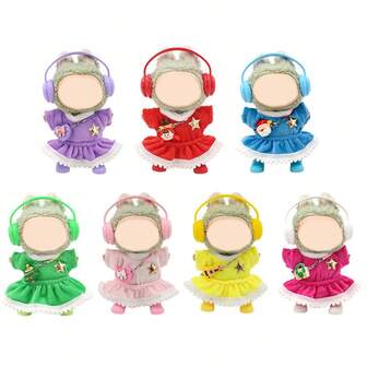 17厘米乙烯基娃娃，可爱多变休闲装和舞裙套装，粉色