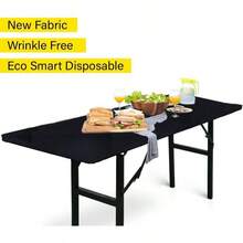 - Juego de 2 manteles de plstico desechables para fiestas, 6 pies, fundas de mesa de picnic con elstico ajustable, mantel elstico, rectangular, negro, impermeable, para exteriores - 5 + Negro - Ver 3
