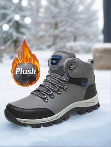 Snow Boots Men Lace Up Men Shoes Plush Winter Boots For Men Casual Men Sneakers Waterproof Ankle Boots Footwear Work Shoes - Grey - View 1