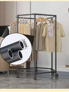 6-Arm Foldable Drying Rack With Wheels, Heavy Duty Hexagon Laundry Drying Stand, Easy Assembly No Tools Needed, Multi-Functional Clothing Airer For Balcony, Bedroom, Indoor Outdoor Use - màu đen - Xem 4