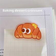 1 pieza Clip para bolsa de comida de dibujos animados de acrílico - a prueba de humedad y mantiene la frescura, adecuado para aperitivos, organizador de oficina multifuncional, clip de notas portátil, útiles escolares con diseño lindo de doble cara, patrón de café, pastel, pan, leche y té - Multicolor - Ver 10