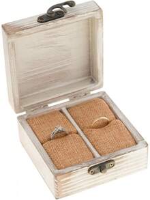 Wood Ring Box Wedding Ceremony Rustic Vintage Ring Bearer Box, Unique Engagement Ring Holder Boxes Marriage, Mr & Mrs Decorative Boho Jewelry Favor - 他和她 - 查看 9