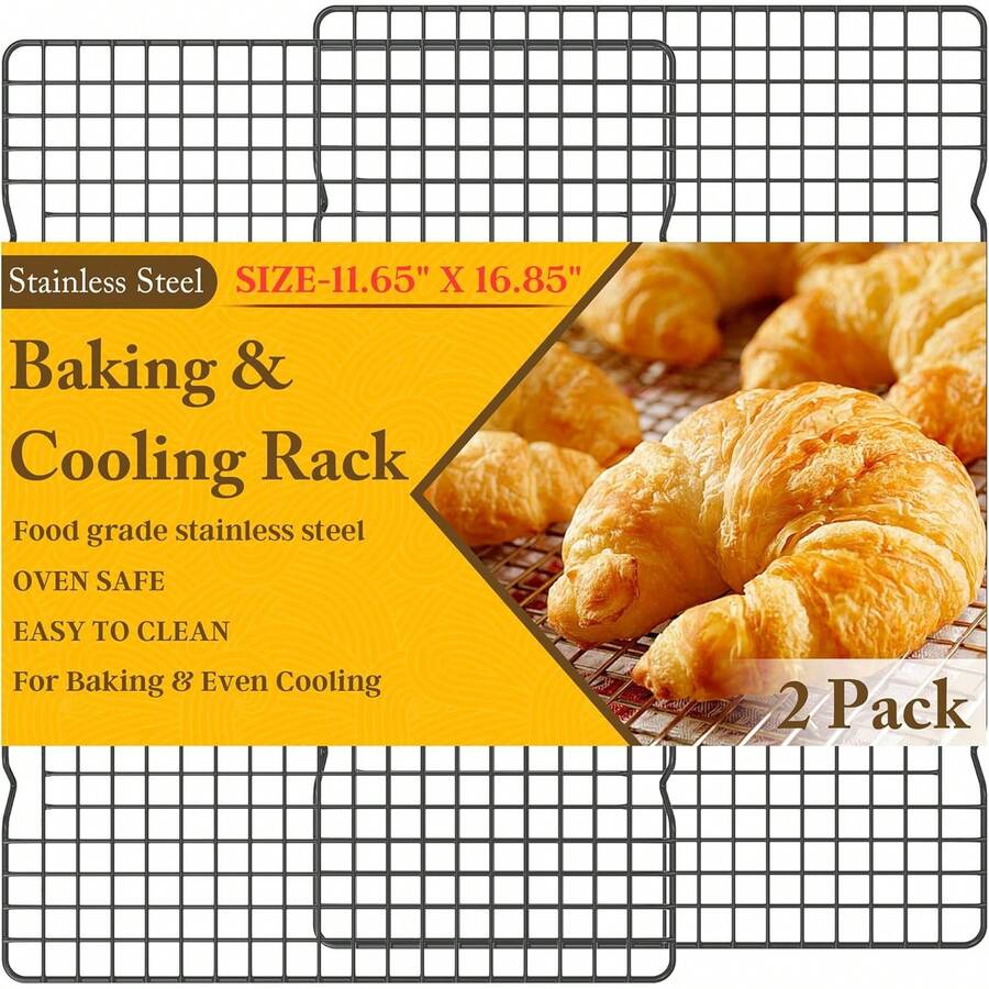 ¡Recomendado2 rejillas de enfriamiento para cocinar y hornear - 10 x 15 rejilla de alambre para hornear, asar a la parrilla, asar - Horno y lavavajillas  - Se adapta a Jelly Roll hoja de pan¡Top de Temporada - Aire - Ver 1
