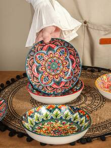 Ceramic Dipping Bowls Sets Of 4, Bohemian Small Bowls For Sauce, 5.47 Inch Mini Appetizer Plates For Soy Sauce, Sushi, Condiments & Side Dishes, Microwave & Dishwasher - Nhiều màu - Xem 1