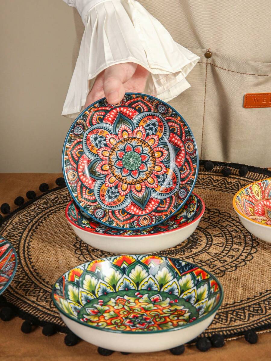 Ceramic Dipping Bowls Sets Of 4, Bohemian Small Bowls For Sauce, 5.47 Inch Mini Appetizer Plates For Soy Sauce, Sushi, Condiments & Side Dishes, Microwave & Dishwasher - Nhiều màu - Xem 1