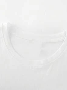 Casual Women's White Long Sleeve T-Shirt With Funny Skeleton Graphic Print Round Neck Drop Shoulder Top Loose Fit Knitted Fabric - White - View 4