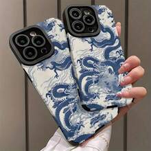 Una funda de teléfono simple y personalizada con patrones tradicionales de dragones azules y blancos, a prueba de caídas, antiarrugas y a prueba de polvo, adecuada para  17/17 Air/17 Pro/17 Pro Max/  16/16 Pro/16 Pro/Max/16 Plus/15/15 Pro Max/15 Pro/15 Plus/14/14 Pro/14 Plus/14 Pro Max/13/113 Pro/13 Pro Max/12/12 Pro/12 Pro Max/111111 Pro/11 Pro Max. Duradera, resistente a las manchas y a las huellas dactilares, es el regalo de cumpleaños perfecto para novias, novios, esposos, esposas, amigos o para uno mismo. - Negro 248 - Ver 5