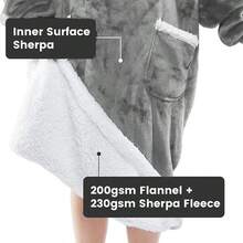 1pc Flannel Oversized 48-Inch Loose Casual Hooded Wearable Blanket Suitable For Men And Women, Christmas Huggle - Grey - View 5