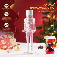 Festliche Atmosphaere Gestaltung 30CM Rosa Kristall Nussknacker Trommler Weihnachten Desktop Deko Figur