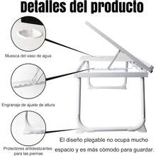 Mesa de Noche Plegable, Mesa de sof para porttil con portavasos, Mesa porttil para porttil y Ranura de inclinacin Ajustable en 5 Niveles para Comer, entretenerse, estudiar y Trabajar - Blanco cálido - Ver 5