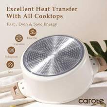 6 Qt Nonstick Soup Pot With Lid Cooking Pot, Easy Clean Non Stick Sauce Pot, Induction Cookware (White)