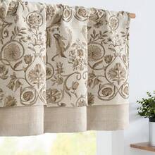 Linen Valance Kitchen Curtain Double Layer 16 Inch Living Room Bedroom Bathroom Window Treatment Blackout Vintage Rustic Farmhouse Cottagecore Rod Pocket 1 Panel On Beige - *復古灰褐色 - 查看 9