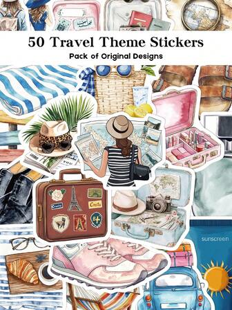 YWWBLD 50pcs Travel Theme Stickers For Laptops, Luggage, Phone Cases, Suitcases, And Outdoor Decor DIY Graffiti Stickers