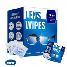 100-Count Disposable Eyeglass Cleaning Lens Wipes - Moist, Individually Wrapped Lens Cleaner For Eyeglasses, Fashion Eyewear, Phone Screens, Electronics, And Camera Lenses - Easy To Carry, Eyeglass Cleaner, Screen Cleaning, Compact Design, Durable Packaging, Screen Protector, Cleaning, High-Quality Lens Wipes, Screen Protector, Tech Enthusiast - 100 tablets per box - View 1