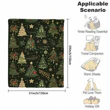 Christmas1pc Green Christmas Tree Flannel Blanket,280gsm,Throw Blankets, Blanket For Bed, Tapestry,Rug, Suitable For Home Decor,The Four Seasons,Winter Decorations, Bedroom Decor, Room Decoration Stuff, Living Room Decor, Picnic Blanket, Best Friend Gifts, Bed.