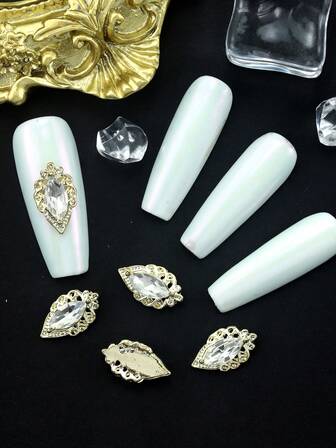 10件美甲LZ网红美甲饰品立体仿古奢华巴洛克宫廷风镂空心形DIY美甲用品