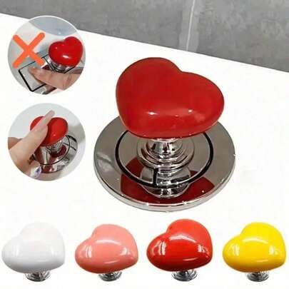 1pc Random Color No-Drill Adhesive Heart-Shaped Toilet Seat Lift Handle, Cabinet Drawer Pull, Long Nail Assist Tool