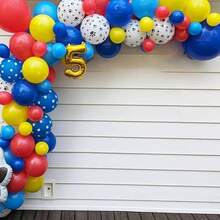 Balloons, 12 Inch Circus Balloons Red Yellow Blue And White Paw Print Puppy Balloons Colorful Confetti Latex Balloon Dog Themed Birthday Party Decorations - 紅色 黃色 藍色 - 查看 6